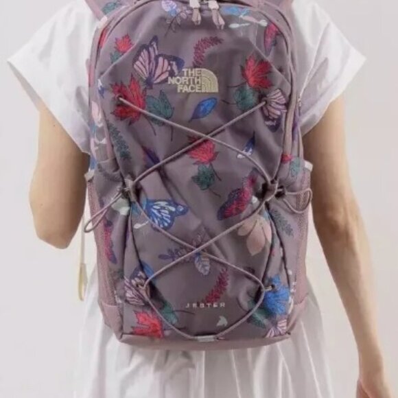 THE NORTH FACE WOMEN'S JESTER SCHOOL LAPTOP BACKPACK FAWN GREY FALL PRINT - Picture 1 of 5